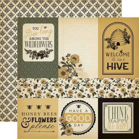 Carta Bella - Honey Bee - 12x12 Single Sheets - Multi Journaling Cards