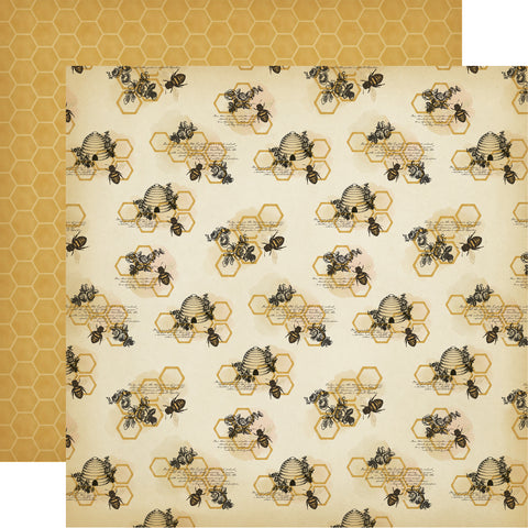 Carta Bella - Honey Bee - 12x12 Single Sheets - Honeycomb Clusters