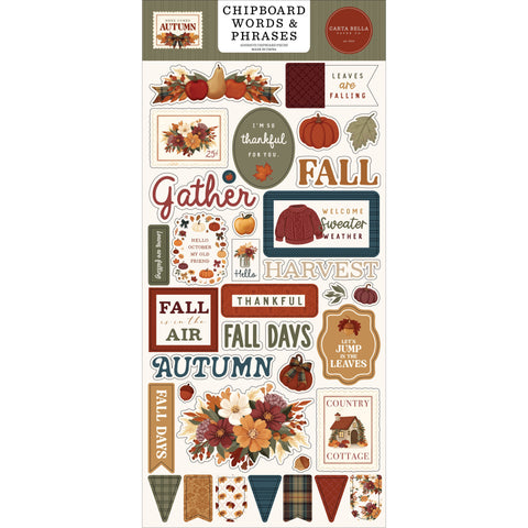 Carta Bella - Here Comes Autumn - Chipboard Words & Phrases
