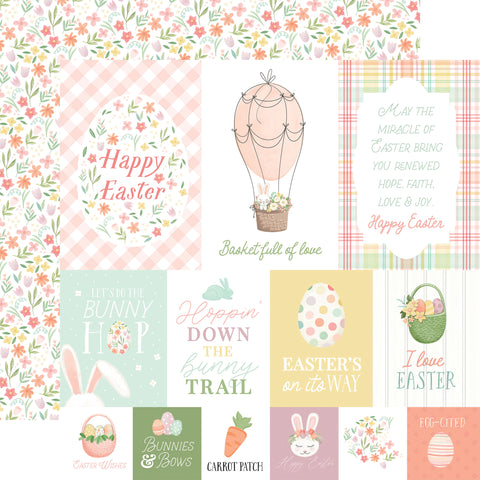 Carta Bella - Here Comes Easter - 12x12 Single Sheet / Easter Journaling Cards