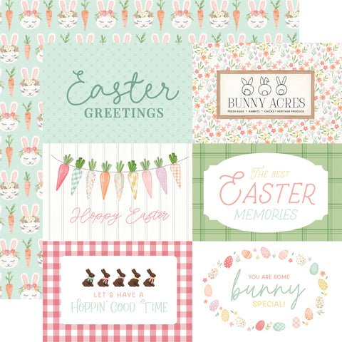 Carta Bella - Here Comes Easter - 12x12 Single Sheet / 6x4 Journaling Cards