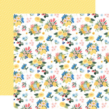 Carta Bella - Lemonade - 12x12 Single Sheets / Sunshine Floral