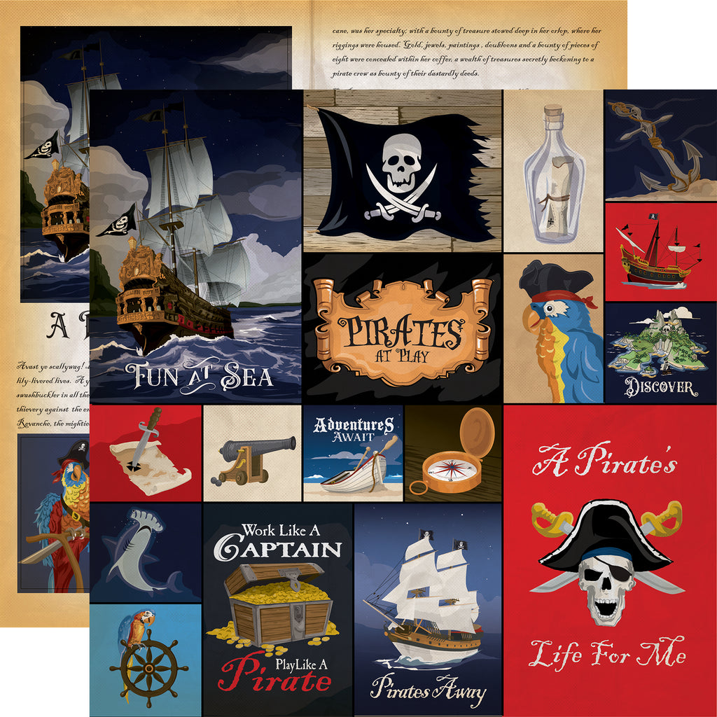 Carta Bella - Pirates - 12x12 Single Sheet / Multi Journaling Cards