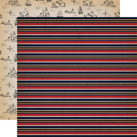 Carta Bella - Pirates - 12x12 Single Sheet / Scallywag Stripes