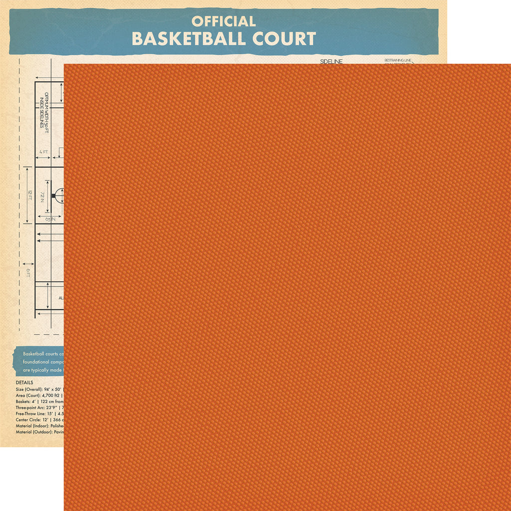 Carta Bella - Slam Dunk - 12x12 Single Sheet / Basketball Texture