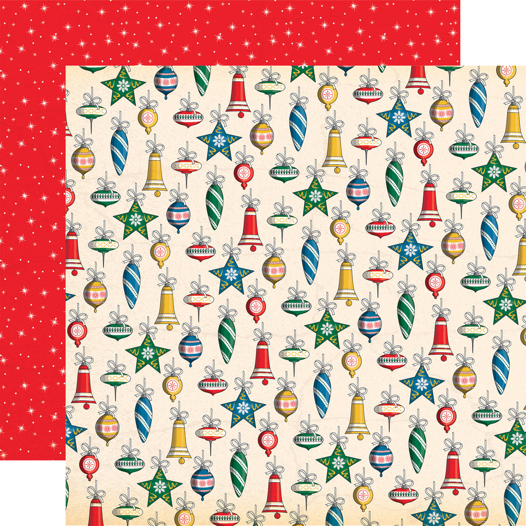 Carta Bella - Season's Greetings - 12x12 Single Sheet / Holiday Ornaments