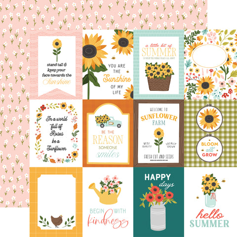 Carta Bella - Sunflower Summer - 12x12 Single Sheet / 3x4 Journaling Cards