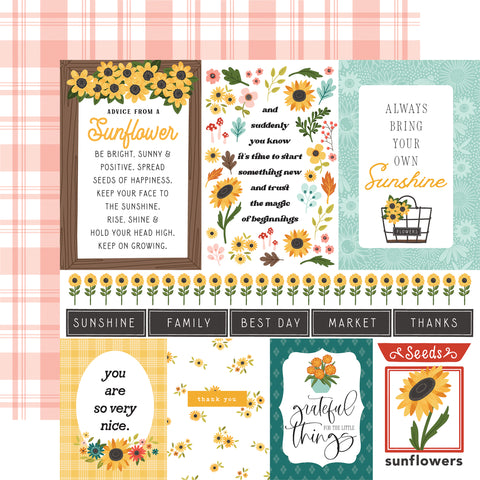 Carta Bella - Sunflower Summer - 12x12 Single Sheet / Multi Journaling Cards