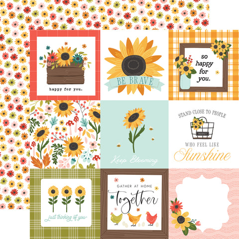 Carta Bella - Sunflower Summer - 12x12 Single Sheet / 4x4 Journaling Cards
