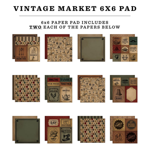 Carta Bella - Vintage Market - 6x6 Paper Pad