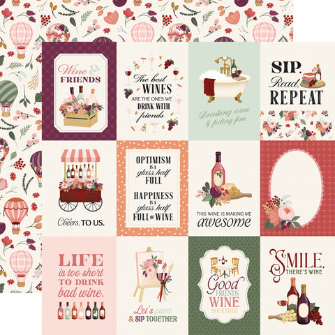 Carta Bella - Wine - 12x12 Single Sheets - 3x4 Journaling Cards
