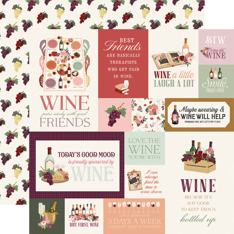 Carta Bella - Wine - 12x12 Single Sheets - Multi Journaling Cards