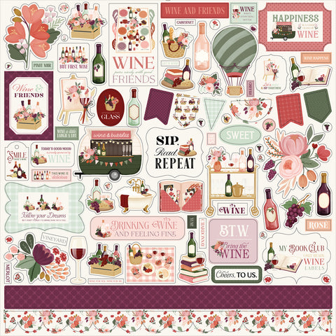 Carta Bella - Wine - 12x12 Single Sheets -Element Sticker Sheet