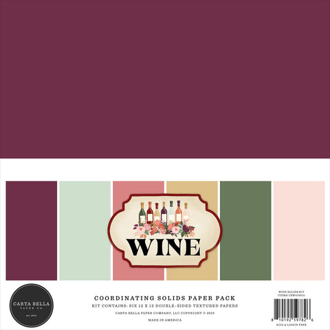 Carta Bella - Wine - 12x12 Coordinating Solids Paper Pack