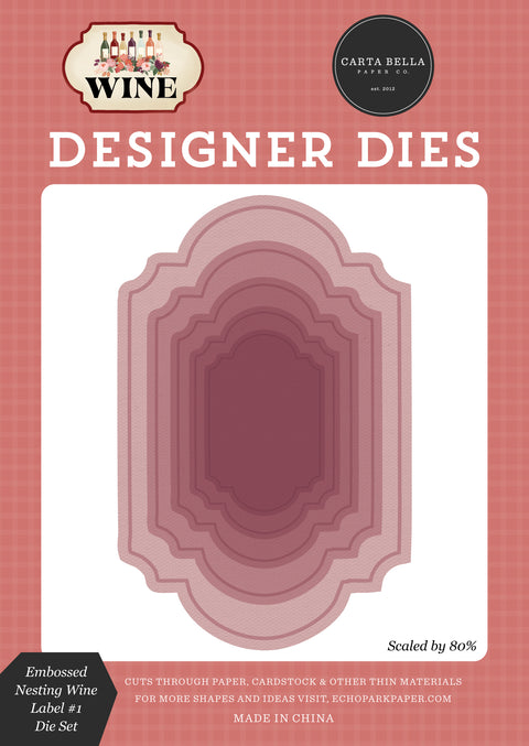 Carta Bella - Wine - Die Set - Embossed Nesting Wine Label #1