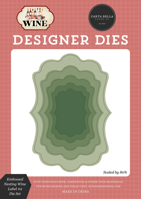 Carta Bella - Wine - Die Set - Embossed Nesting Wine Label #2