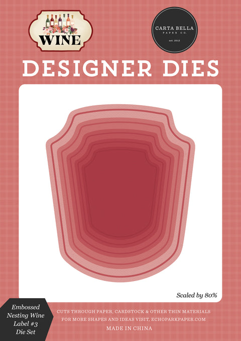 Carta Bella - Wine - Die Set - Embossed Nesting Wine Label #3