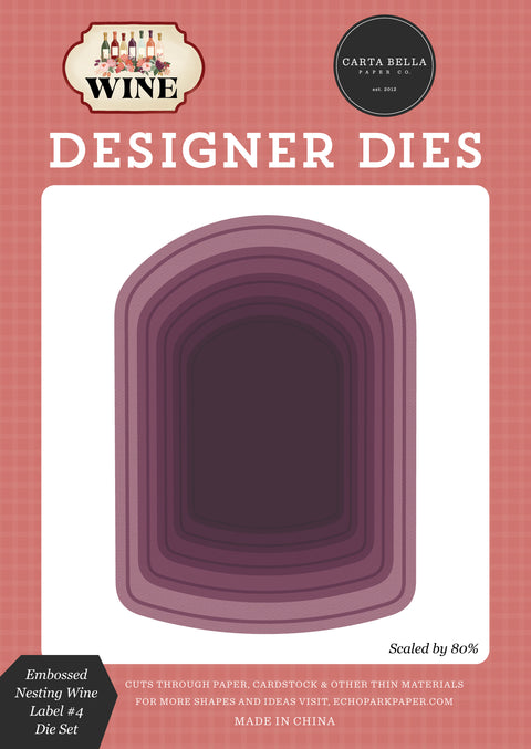 Carta Bella - Wine - Die Set - Embossed Nesting Wine Label #4