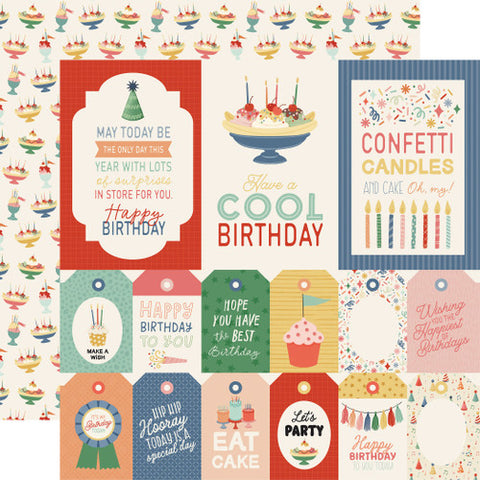 Carta Bella - They Say It's Your Birthday - 12x12 Single Sheets - Tags and Journaling Cards