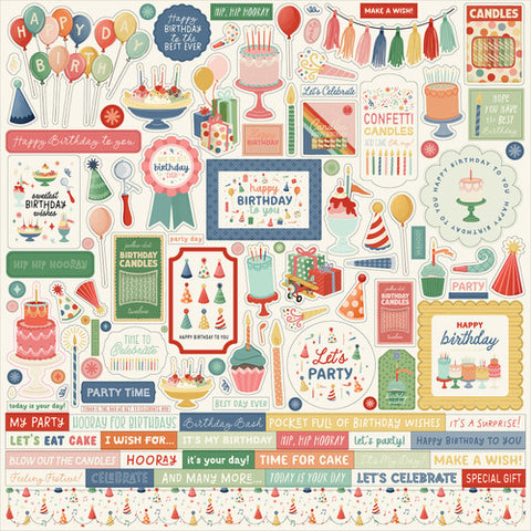 Carta Bella - They Say It's Your Birthday - 12x12 Element Sticker Sheet