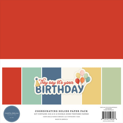 Carta Bella - They Say It's Your Birthday - 12x12 Coordinating Solids Kit