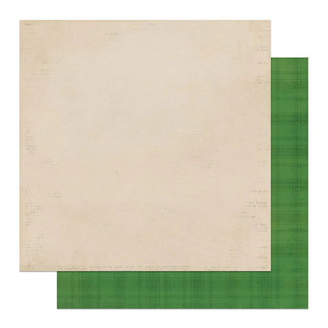 Photo Play - Christmas Junque- 12x12 Single Sheets / Cream Green Plaid