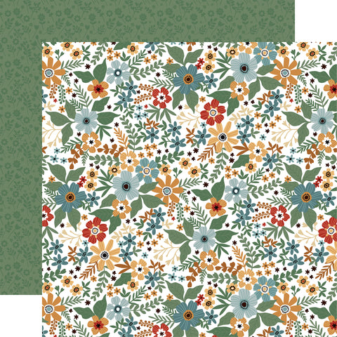 Echo Park - Chickens - 12x12 Single Sheets - Flocked Floral