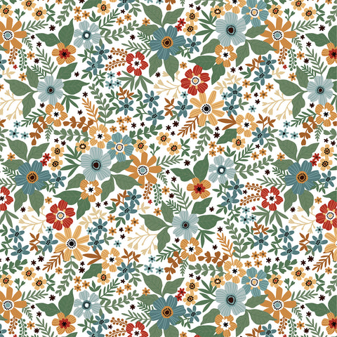 Echo Park - Chickens - 12x12 Single Sheets - Flocked Floral