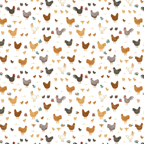 Echo Park - Chickens - 12x12 Single Sheets - Mama Hen And Chicks