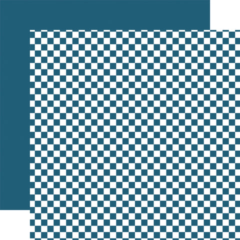 Echo Park - Checkerboard - Summer - 12x12 Single Sheet / Cobalt