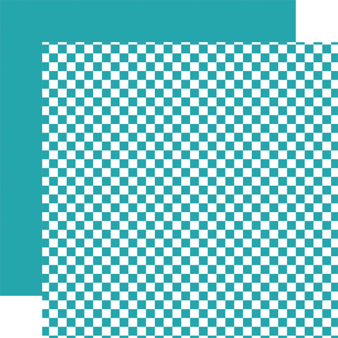 Echo Park - Checkerboard - Summer - 12x12 Single Sheet / Teal