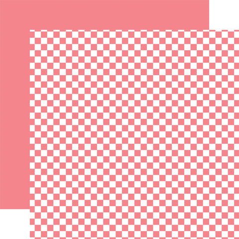 Echo Park - Checkerboard - Summer - 12x12 Single Sheet / Watermelon