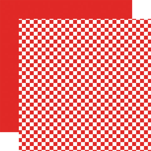 Echo Park - Checkerboard - Summer - 12x12 Single Sheet / Cherry Red