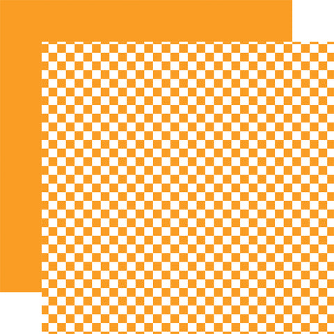 Echo Park - Checkerboard - Summer - 12x12 Single Sheet / Tangerine