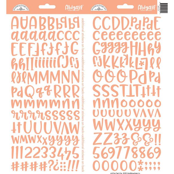 Doodlebug - Abigail Alphabet Stickers - Coral