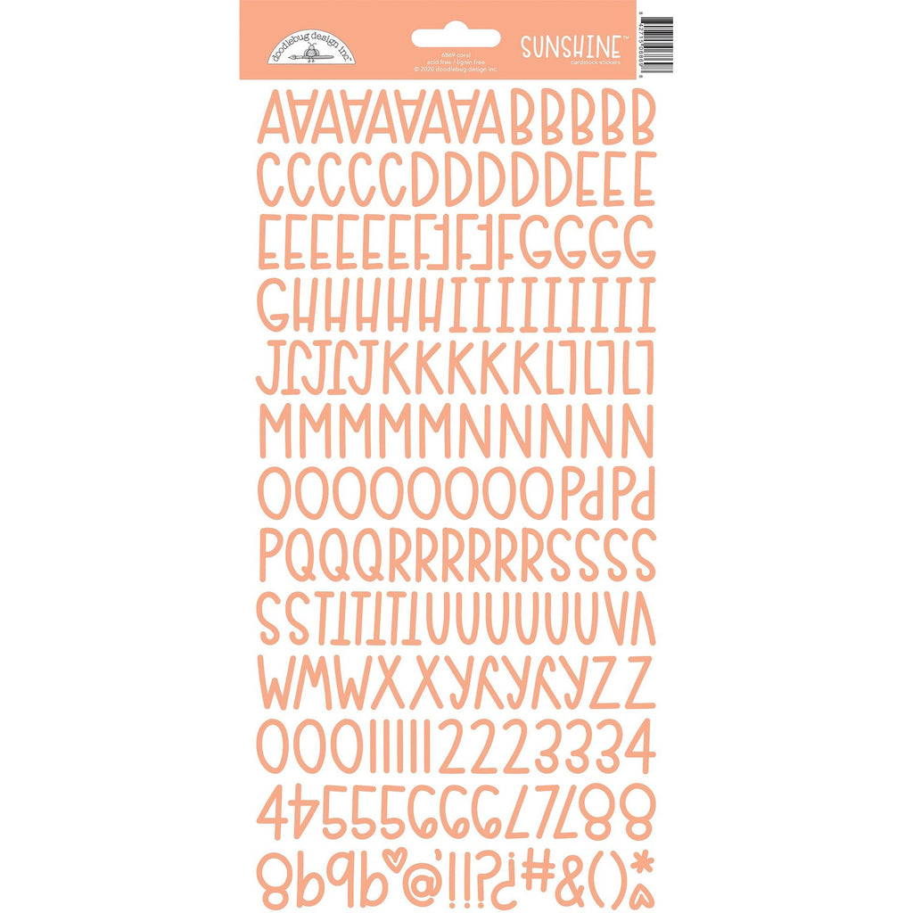 Doodlebug - Sunshine Alphabet Stickers - Coral