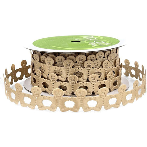 Ribbon - Gingerbread Man Sealed Edge / 3/4 Inch Brown
