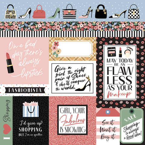 Echo Park - Fashion - 12x12 Single Sheet - Fashion Journaling Cards