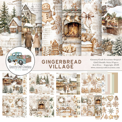 Country Craft Creations -  Gingerbread Village - 12x12  - Cotton Bristol