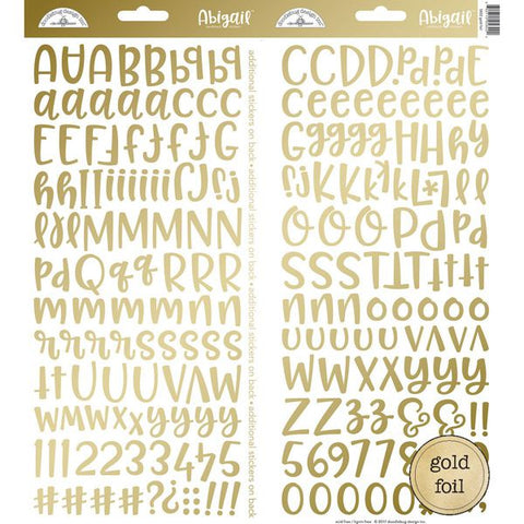 Doodlebug - Abigail Alphabet Stickers - Gold Foil
