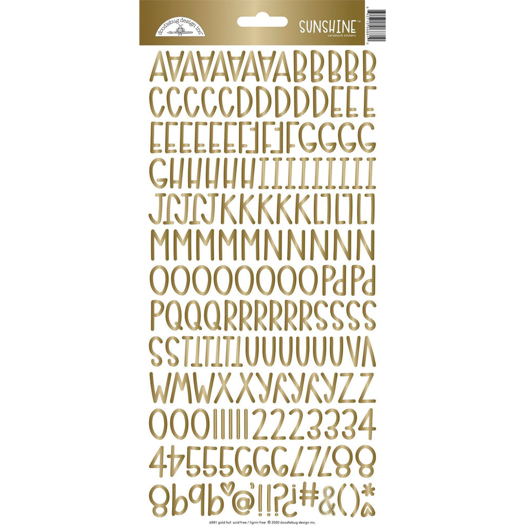 Doodlebug - Sunshine Alphabet Stickers - Gold Foil