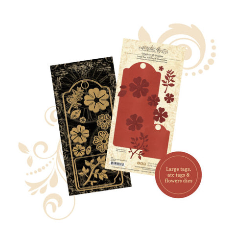G45 - Large & Artist Trading Tags Die Set with Flowers