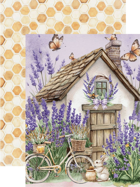 Country Craft Creations - Honey Bees & Lavendar - 6x8 / 27 Double-Sided 6x8 Papers + 1 Fussy Cut Die Cut Sheet