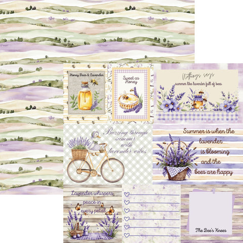 Country Craft Creations - Honey Bees & Lavendar - 8x8 / 27 Double-Sided 8x8 Papers + 1 Fussy Cut Die Cut Sheet