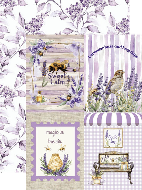 Country Craft Creations - Honey Bees & Lavendar - 6x8 / 27 Double-Sided 6x8 Papers + 1 Fussy Cut Die Cut Sheet