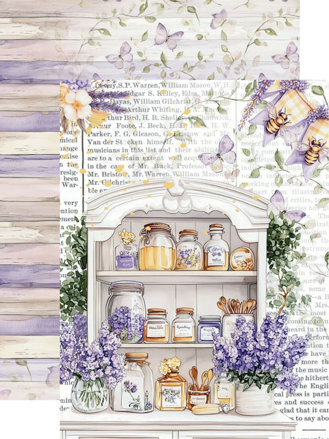 Country Craft Creations - Honey Bees & Lavendar - 6x8 / 27 Double-Sided 6x8 Papers + 1 Fussy Cut Die Cut Sheet