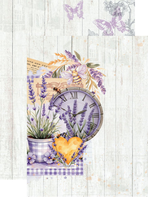 Country Craft Creations - Honey Bees & Lavendar - 6x8 / 27 Double-Sided 6x8 Papers + 1 Fussy Cut Die Cut Sheet