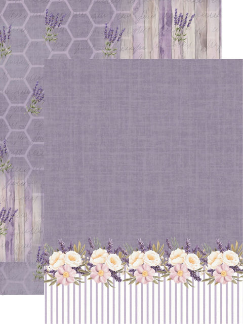Country Craft Creations - Honey Bees & Lavendar - 6x8 / 27 Double-Sided 6x8 Papers + 1 Fussy Cut Die Cut Sheet