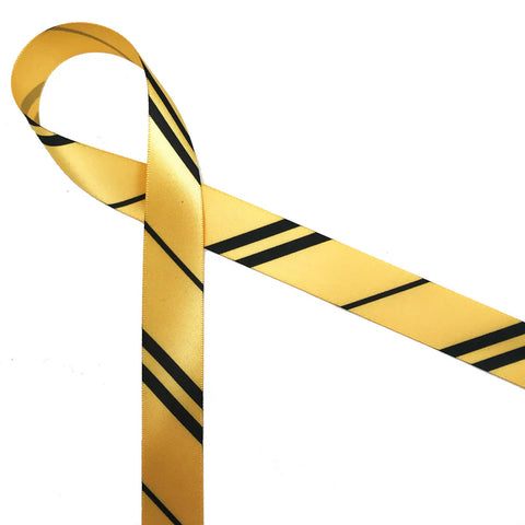Ribbon - 7/8 Inch Wizard Ribbon - Stripes - Yellow &  Black
