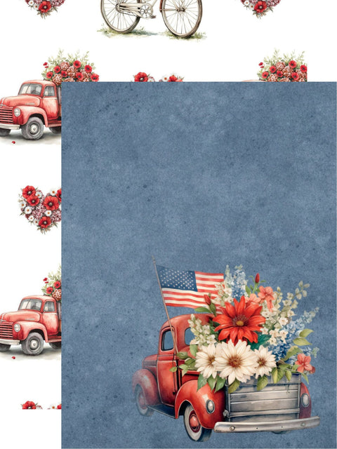 Country Craft Creations - Hometown Country 4th - 6x8 / 27 Double-Sided 6x8 Papers + 1 Fussy Cut Die Cut Sheet